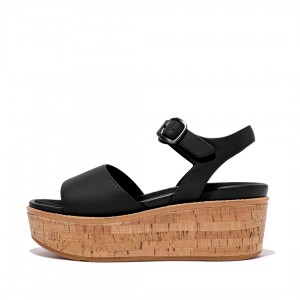 Fitflop Eloise Cork Wrap Kile Sandaler Dame Sort | DK-431709-HNW