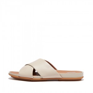 Fitflop Gracie Cross Slides Badesandaler Dame Grå Beige | DK-986105-KRJ