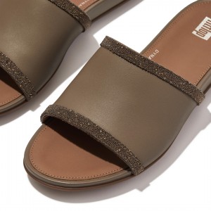 Fitflop Gracie Microfibre Slides Badesandaler Dame Grå | DK-801357-MPG