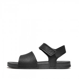 Fitflop Iqushion Rubber Sandaler Med Rem Børn Sort | DK-342697-ZEO