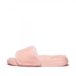 Fitflop Iqushion Shearling Slides Badesandaler Dame Lyserød | DK-861394-LCN