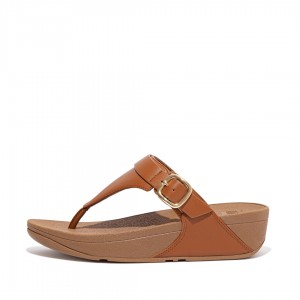 Fitflop Lulu Adjustable Læder Sandaler Med Tåstolpe Dame Brune | DK-208674-OEH