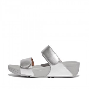 Fitflop Lulu Adjustable Metallic Læder Badesandaler Dame Sølv | DK-736120-DQF