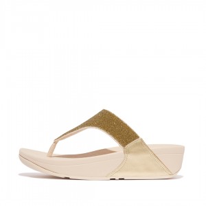 Fitflop Lulu Canvas Læder Thongs Sandaler Med Tåstolpe Dame Guld | DK-469207-IQS