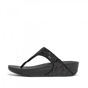 Fitflop Lulu Glitter Sandaler Med Tåstolpe Dame Sort | DK-417903-TCD