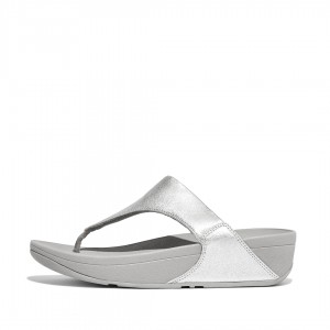 Fitflop Lulu Læder Sandaler Med Tåstolpe Dame Sølv | DK-740261-MQG