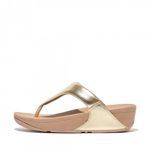 Fitflop Lulu Læder Sandaler Med Tåstolpe Dame Guld | DK-283406-BSJ