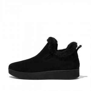 Fitflop Rally Slip On Sneakers Dame Sort | DK-148635-WVL