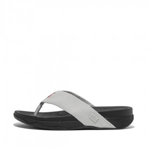 Fitflop Surfer Polyester Sandaler Med Tåstolpe Herre Grå | DK-625731-LOE