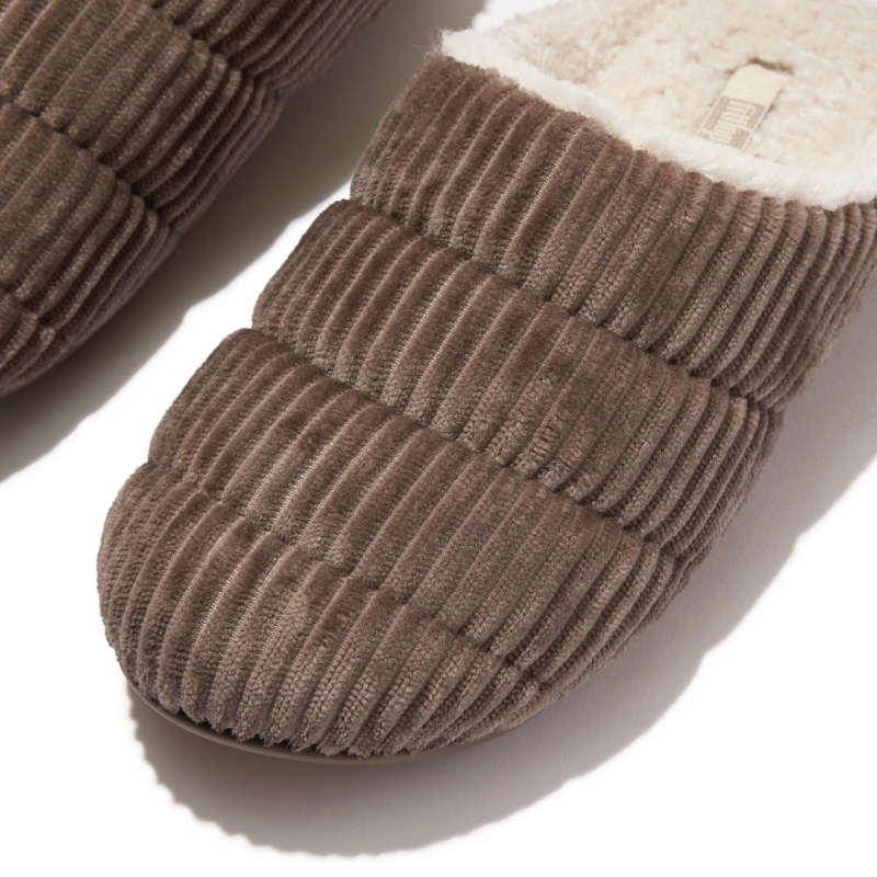 Fitflop Chrissie Corduroy Polyester Tøfler Dame Grå | DK-820794-MZF