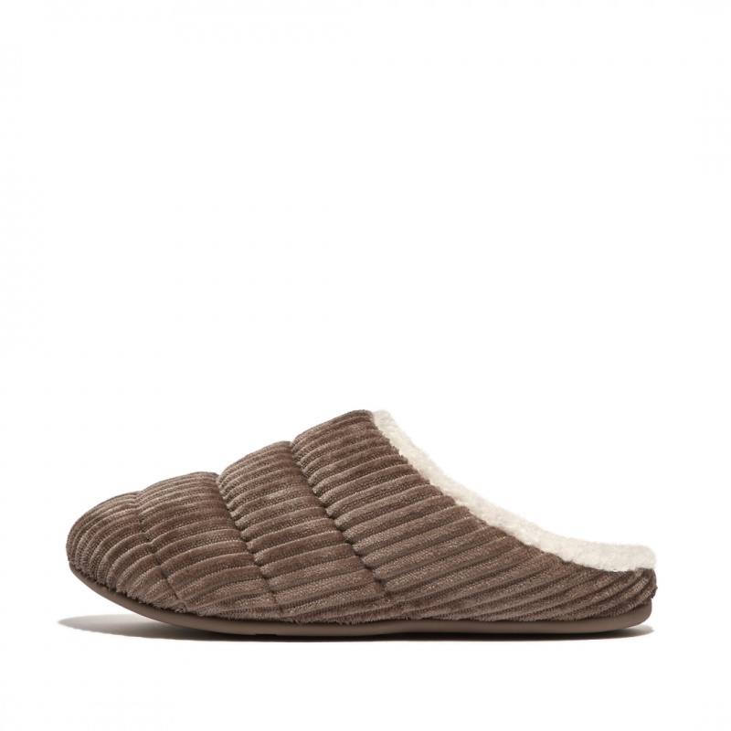 Fitflop Chrissie Corduroy Polyester Tøfler Dame Grå | DK-820794-MZF