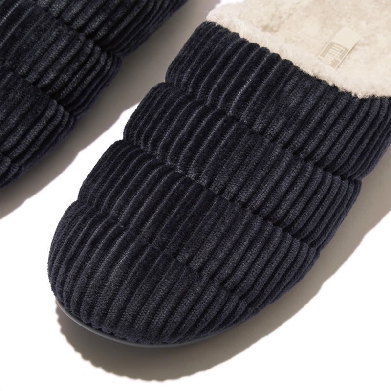 Fitflop Chrissie Corduroy Polyester Tøfler Dame Mørkeblå | DK-926478-OHY