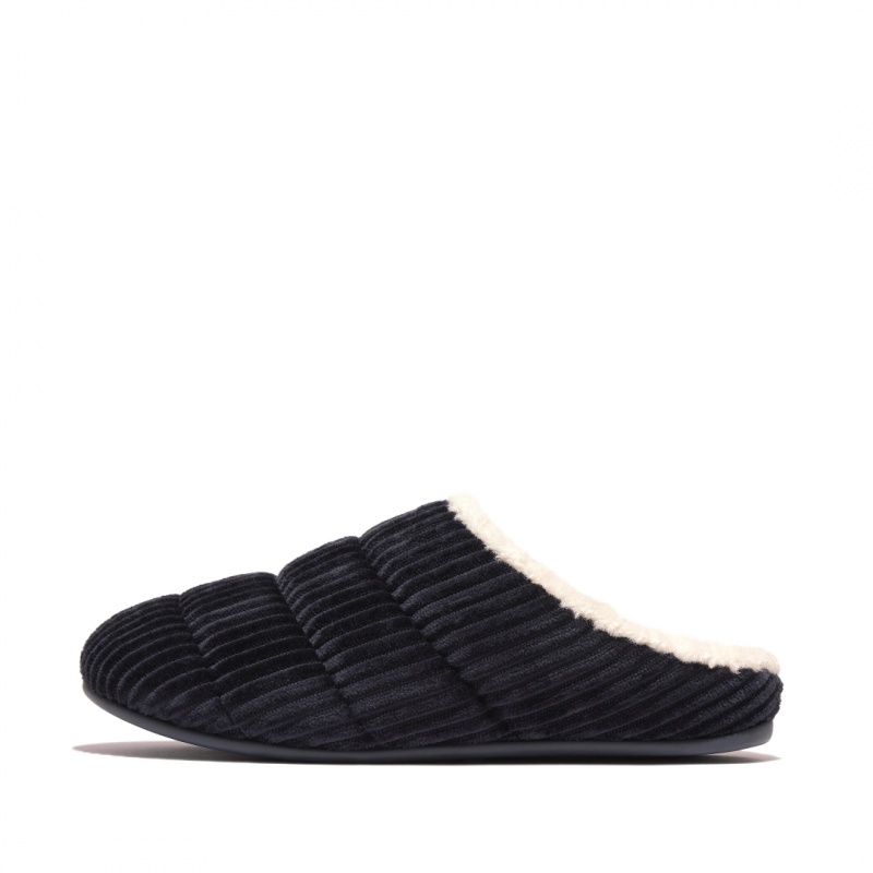 Fitflop Chrissie Corduroy Polyester Tøfler Dame Mørkeblå | DK-926478-OHY