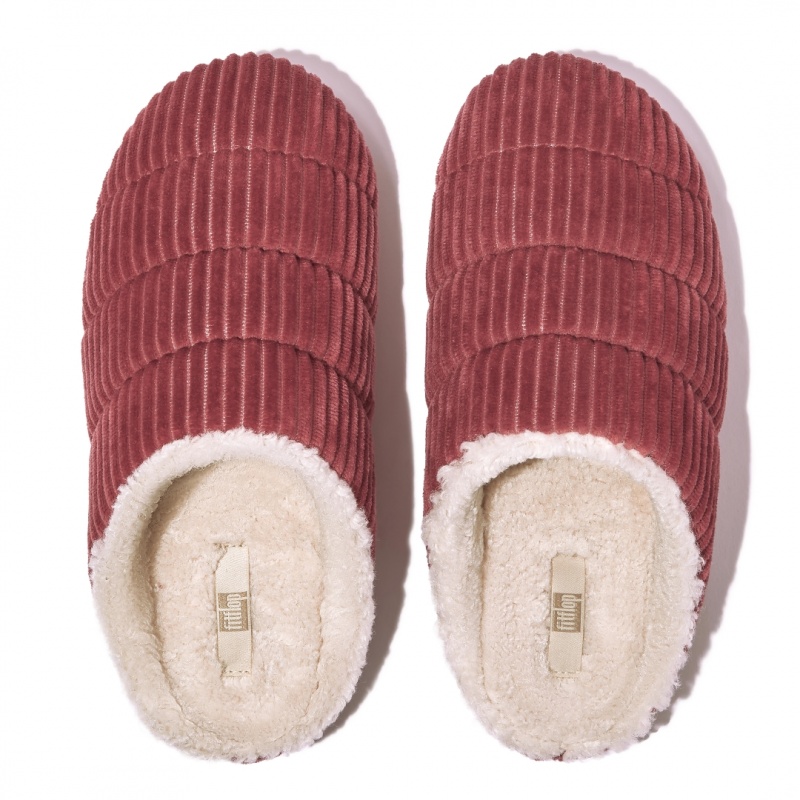 Fitflop Chrissie Corduroy Polyester Tøfler Dame Rød | DK-510389-QWB