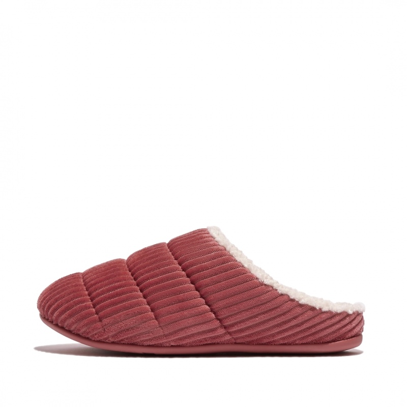 Fitflop Chrissie Corduroy Polyester Tøfler Dame Rød | DK-510389-QWB