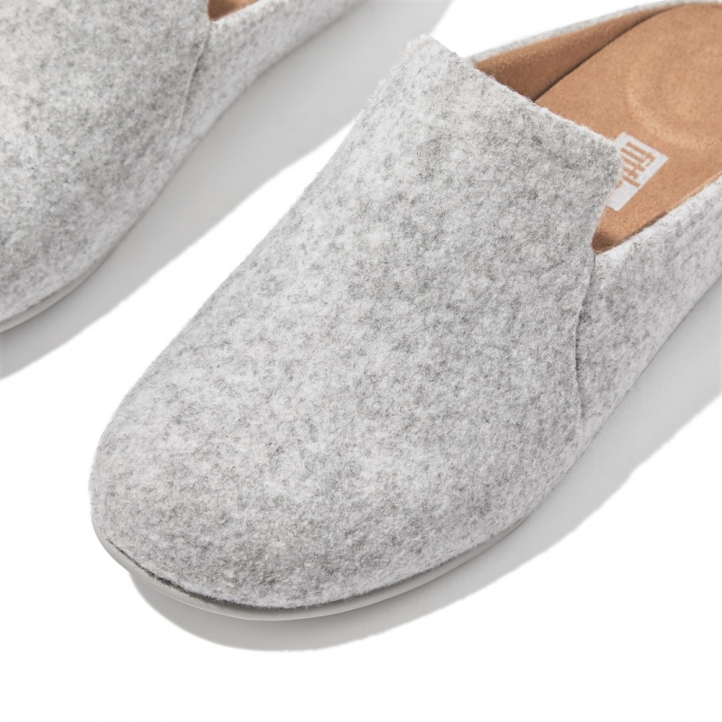 Fitflop Chrissie Felt Polyester Tøfler Dame Hvide | DK-724605-BRV