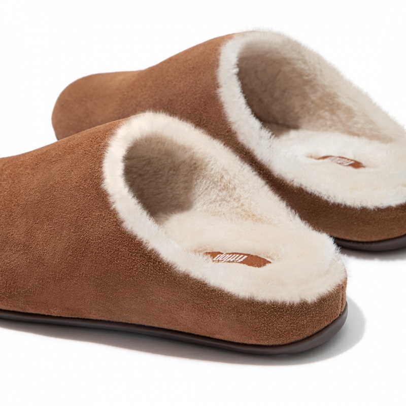 Fitflop Chrissie Shearling Tøfler Dame Brune | DK-672501-HFE