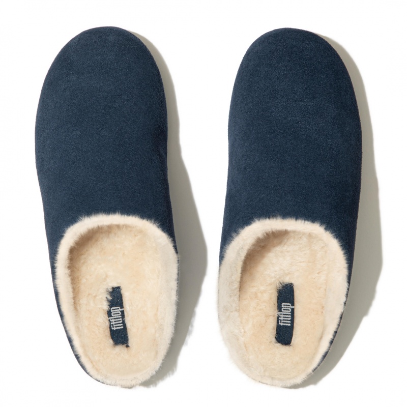 Fitflop Chrissie Shearling Tøfler Dame Mørkeblå | DK-312847-DAF