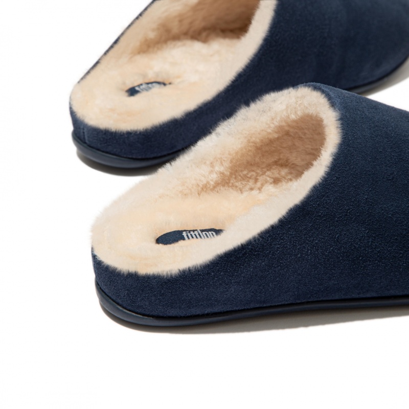 Fitflop Chrissie Shearling Tøfler Dame Mørkeblå | DK-312847-DAF