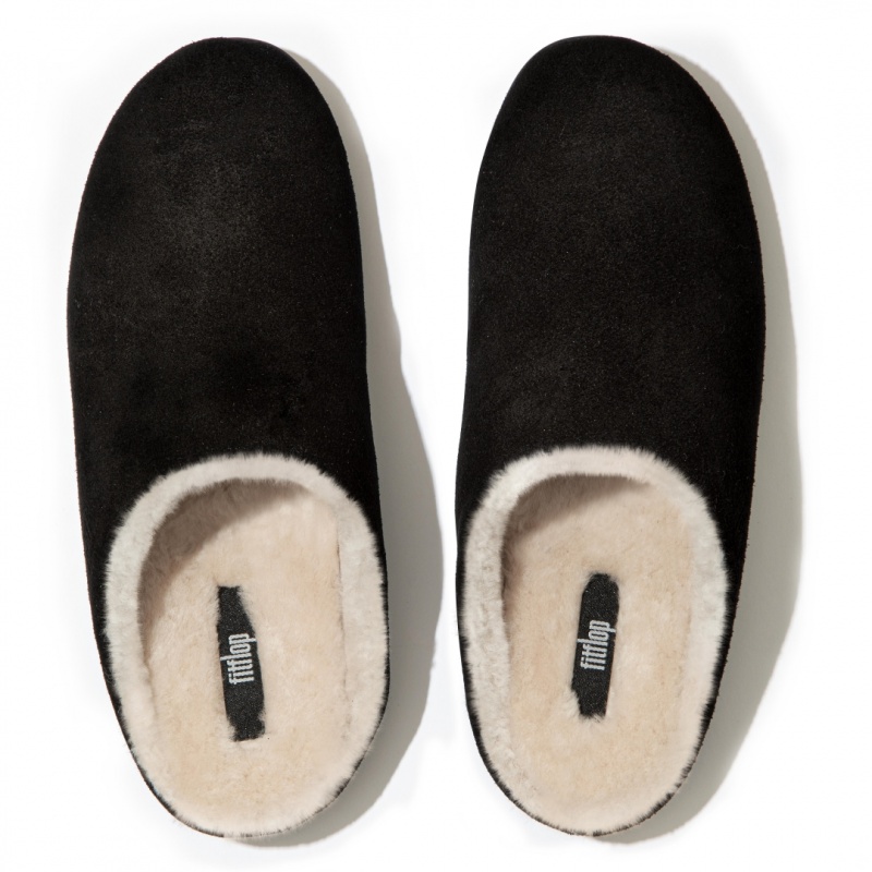 Fitflop Chrissie Shearling Tøfler Dame Sort | DK-516492-DFL