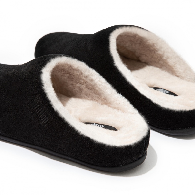 Fitflop Chrissie Shearling Tøfler Dame Sort | DK-516492-DFL