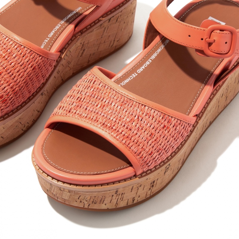 Fitflop Eloise Faux Raffia Back Páskové Kile Sandaler Dame Orange | DK-396204-NHB