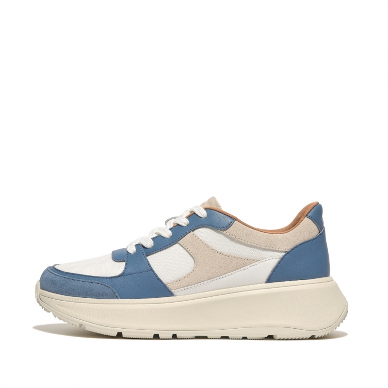 Fitflop F-Mode Fabric Sneakers Dame Blå | DK-723965-XUS