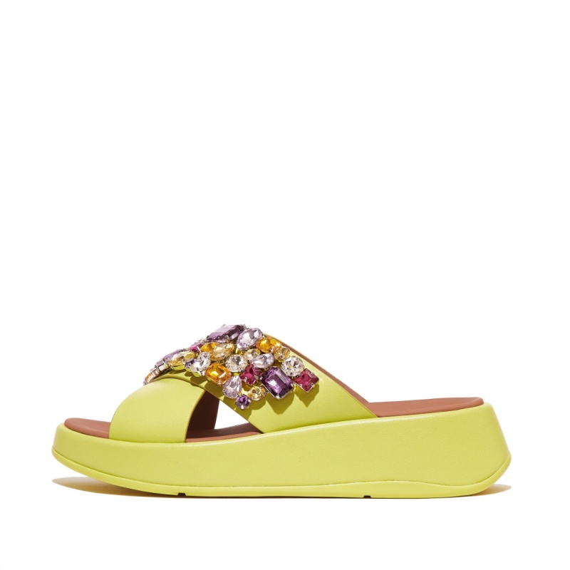 Fitflop F-Mode Læder Badesandaler Dame Gul | DK-701398-MGJ