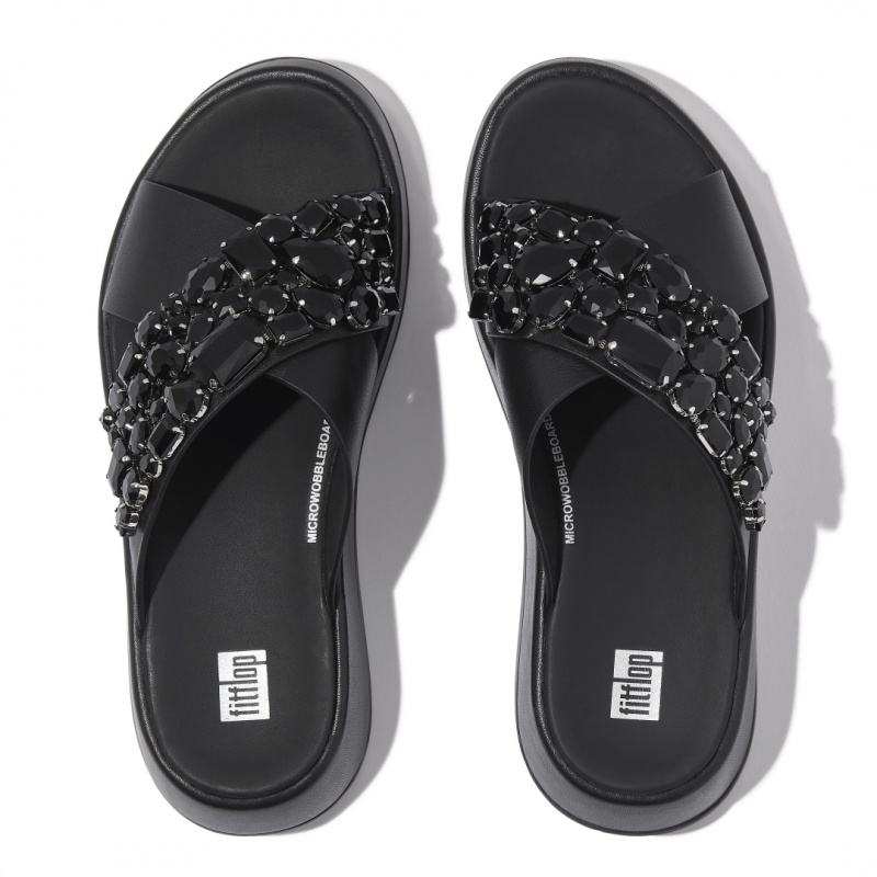 Fitflop F-Mode Læder Badesandaler Dame Sort | DK-534280-SQD