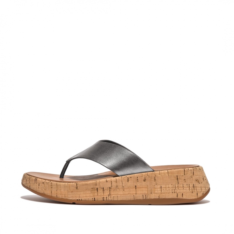 Fitflop F-Mode Metallic & Cork Sandaler Dame Sølv | DK-738940-SMF