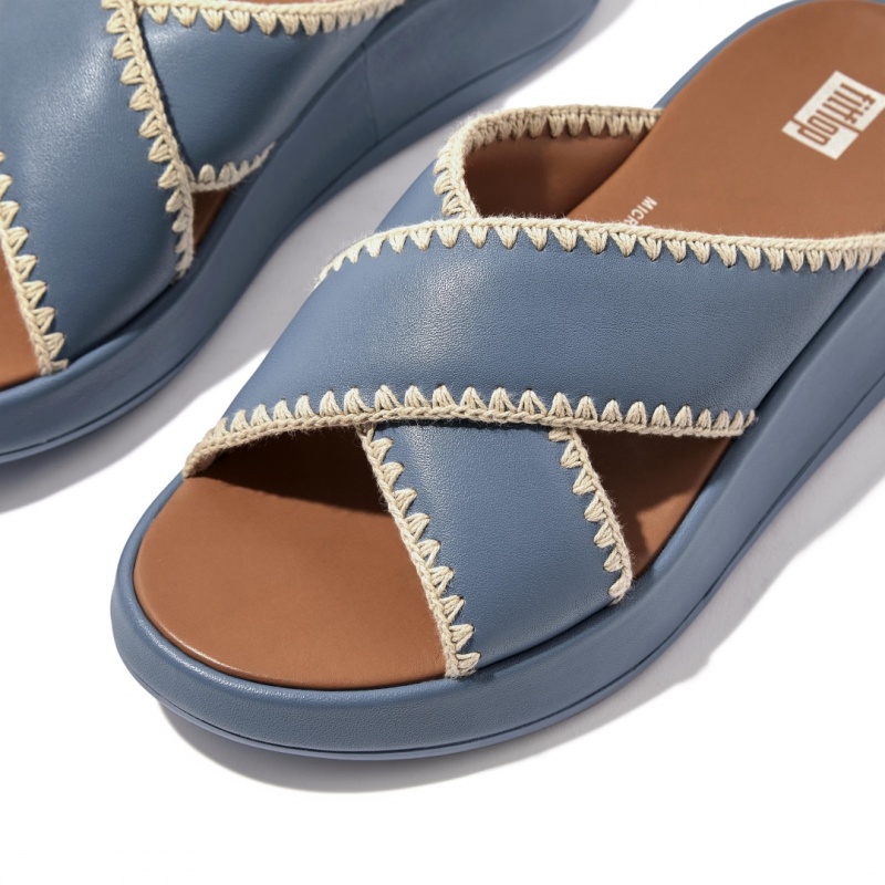 Fitflop F-Mode Slides Badesandaler Dame Blå | DK-739546-YCE