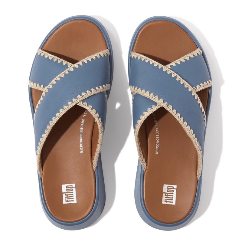 Fitflop F-Mode Slides Badesandaler Dame Blå | DK-739546-YCE