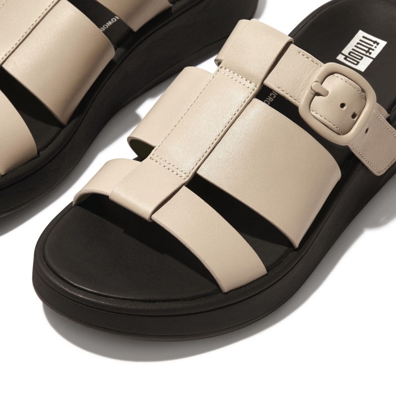 Fitflop F-Mode Slides Badesandaler Dame Grå Gul | DK-425796-LIG