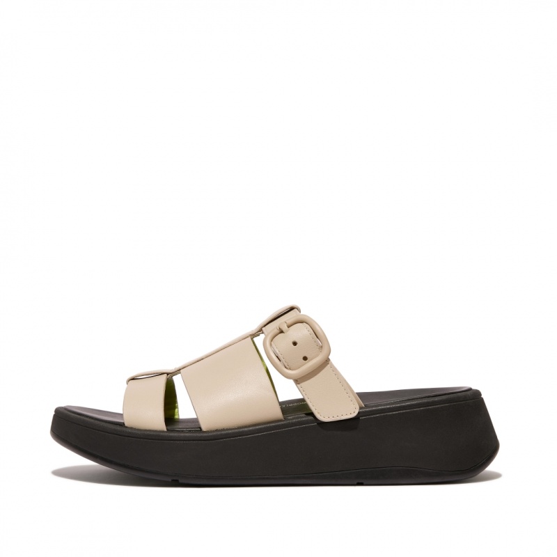 Fitflop F-Mode Slides Badesandaler Dame Grå Gul | DK-425796-LIG