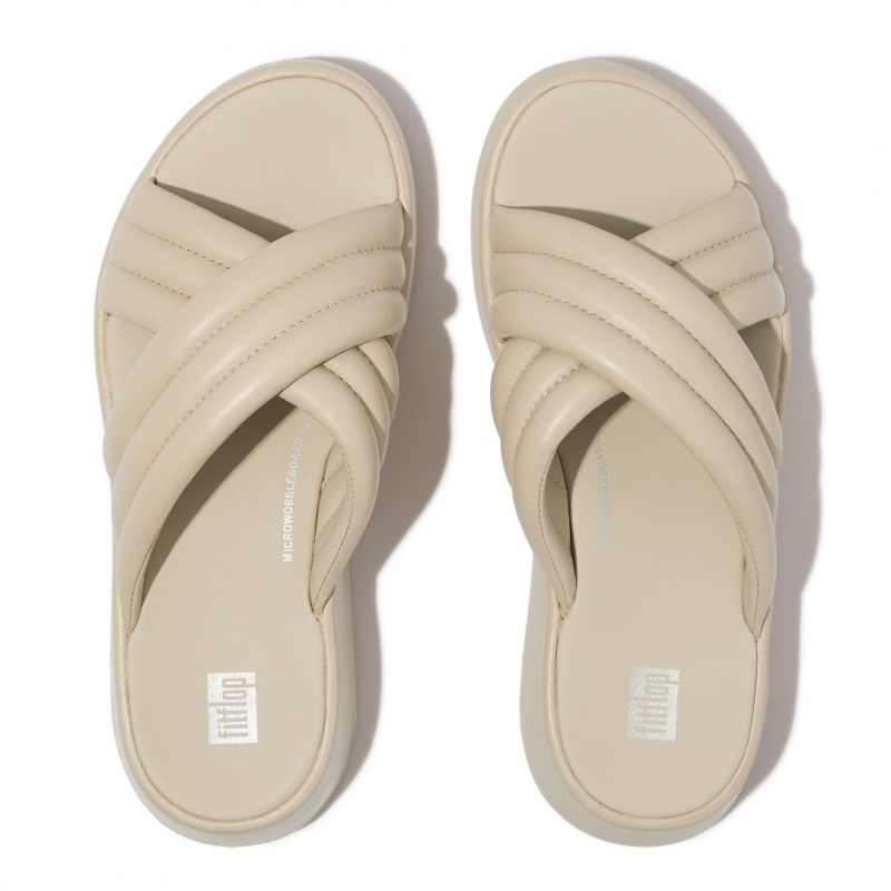 Fitflop F-Mode Slides Badesandaler Dame Grå Beige | DK-760915-NRS