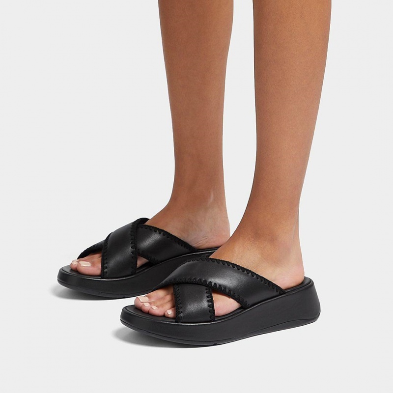 Fitflop F-Mode Slides Badesandaler Dame Sort | DK-723546-XIG