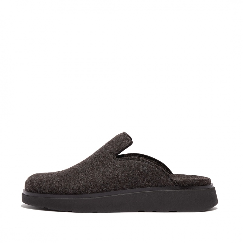 Fitflop Gen-Ff Felt Polyester Mules Dame Sort | DK-387491-HCA