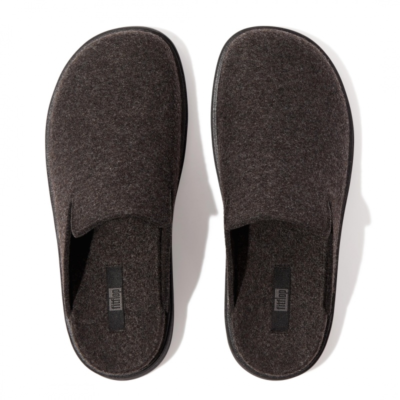 Fitflop Gen-Ff Felt Polyester Mules Herre Sort | DK-583719-PJW