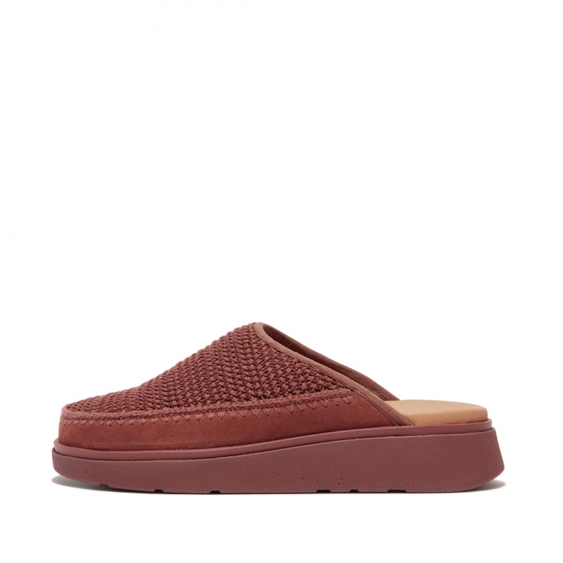 Fitflop Gen-Ff Polyester Knit Bomulds Mules Dame Brune | DK-073689-IZL