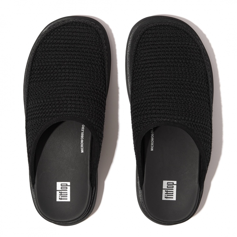 Fitflop Gen-Ff Polyester Knit Bomulds Mules Dame Sort | DK-137954-AQU