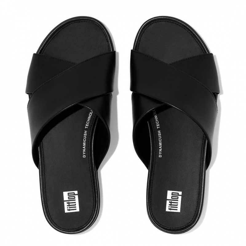 Fitflop Gracie Cross Slides Badesandaler Dame Sort | DK-591406-UKC