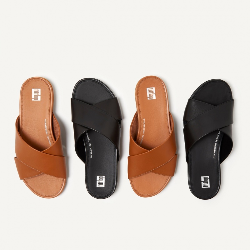 Fitflop Gracie Cross Slides Badesandaler Dame Sort | DK-591406-UKC