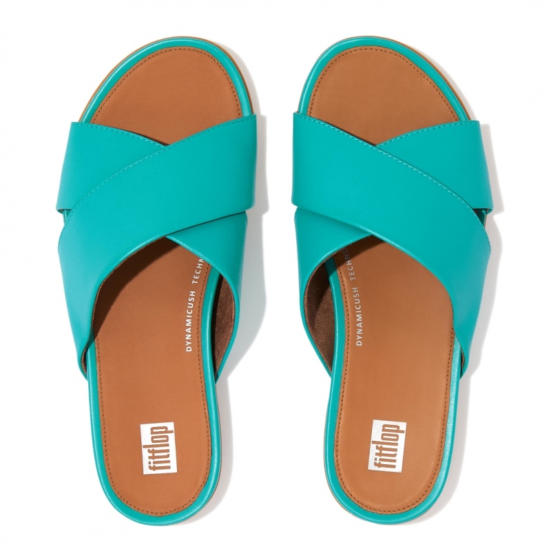 Fitflop Gracie Cross Slides Badesandaler Dame Blå | DK-815320-BGQ