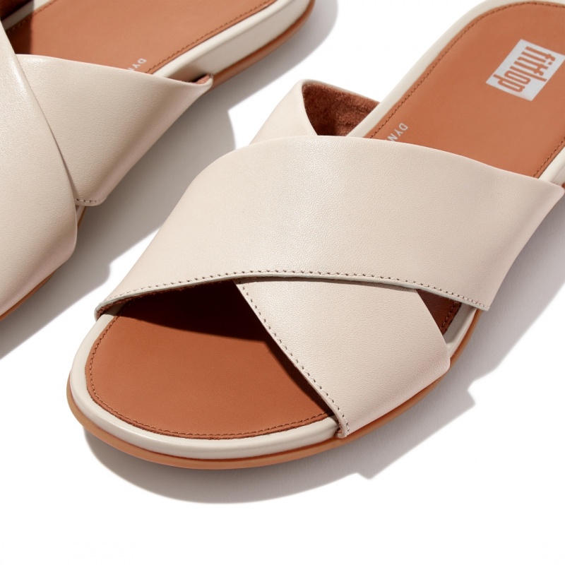 Fitflop Gracie Cross Slides Badesandaler Dame Grå Beige | DK-986105-KRJ