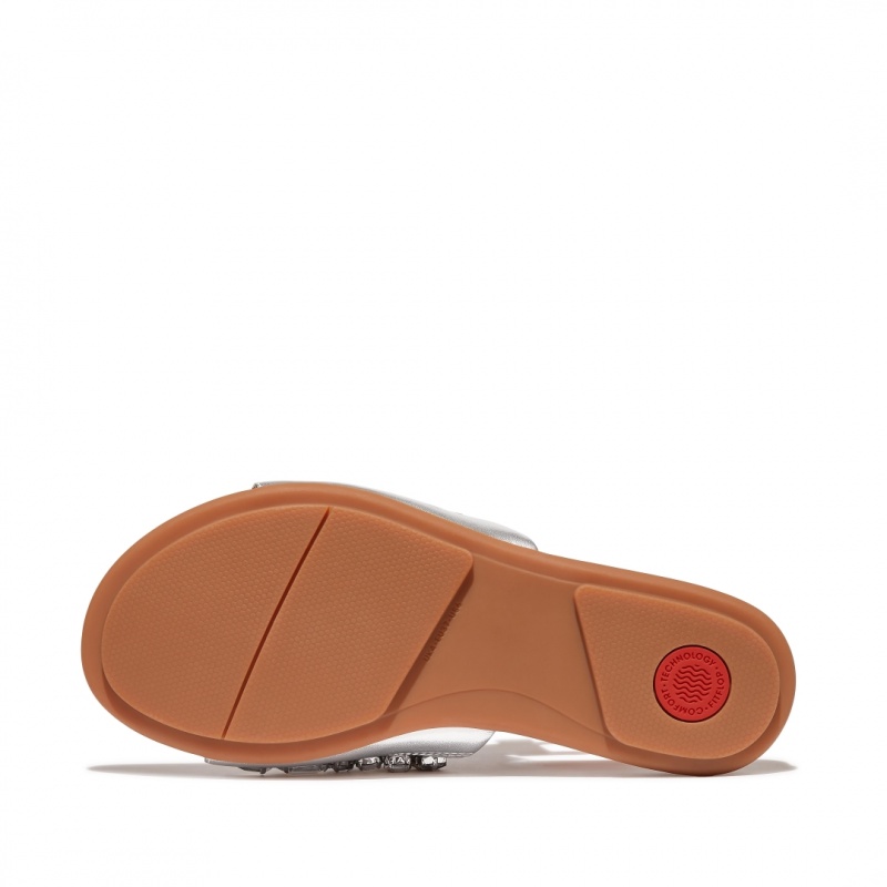 Fitflop Gracie Læder Badesandaler Dame Sølv | DK-829306-MTH