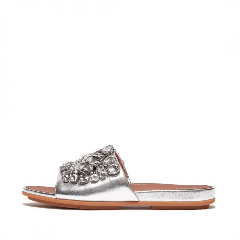 Fitflop Gracie Læder Badesandaler Dame Sølv | DK-829306-MTH