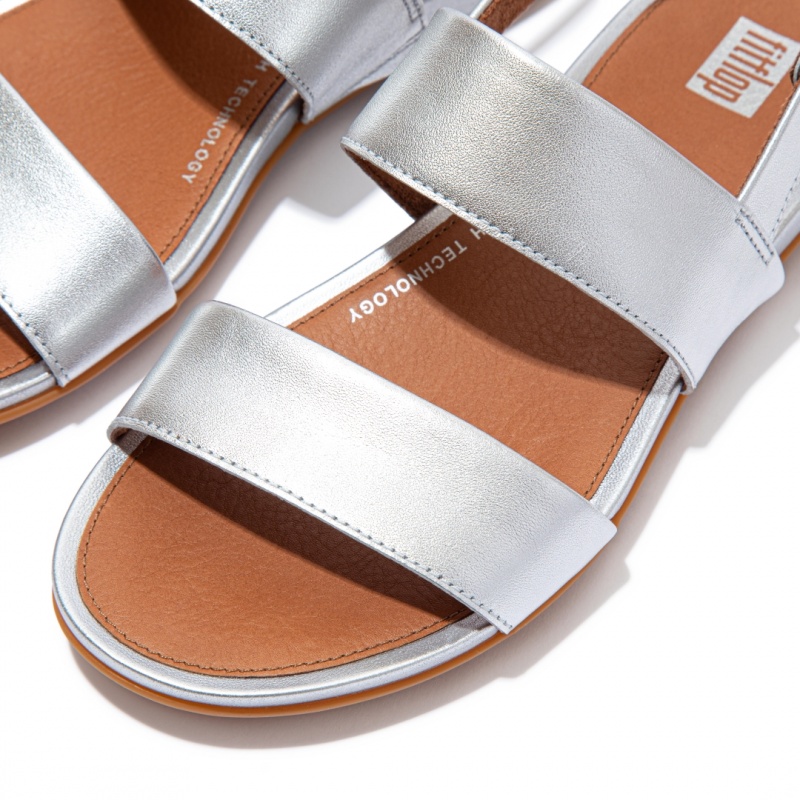 Fitflop Gracie Læder Sandaler Med Rem Dame Sølv | DK-368197-PLW