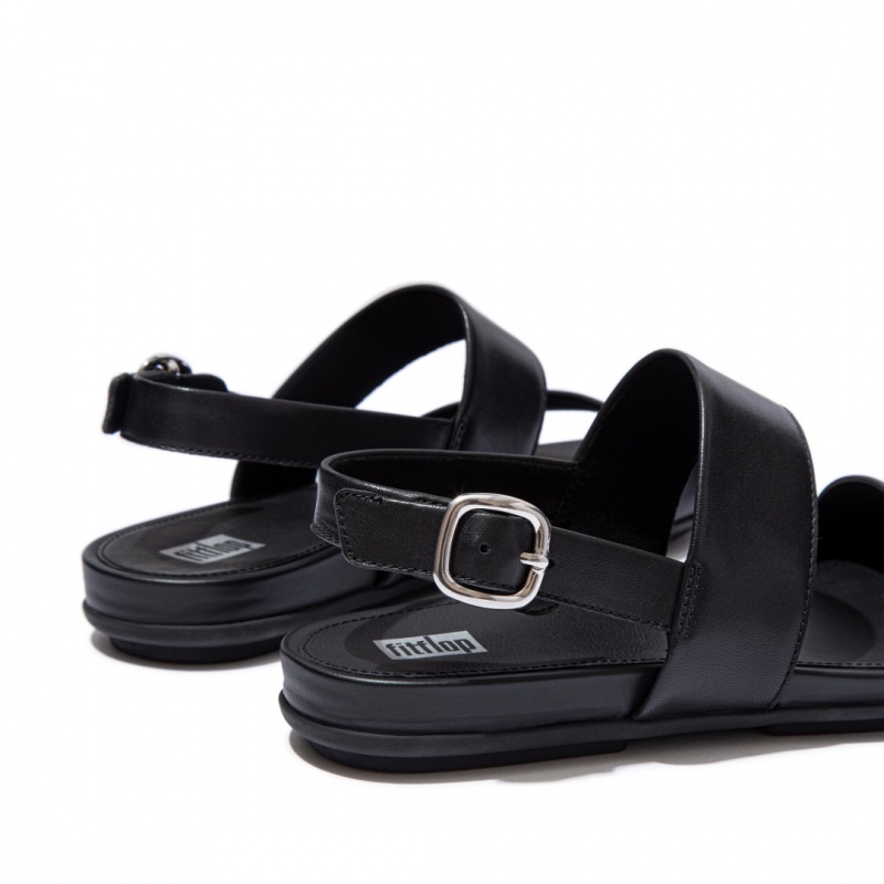 Fitflop Gracie Læder Sandaler Med Rem Dame Sort | DK-073641-QHX