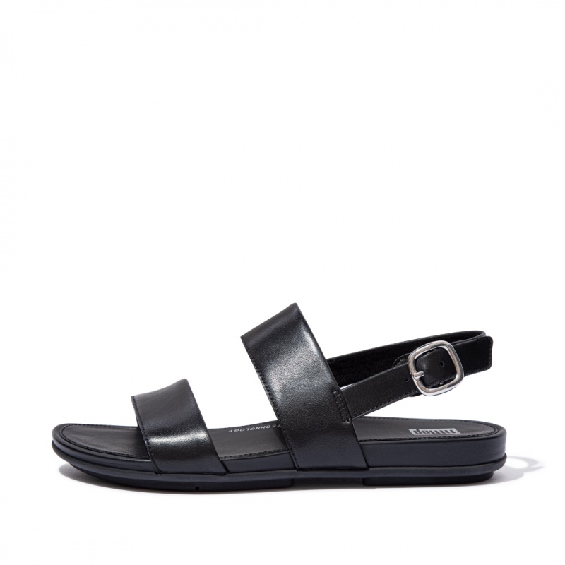 Fitflop Gracie Læder Sandaler Med Rem Dame Sort | DK-073641-QHX