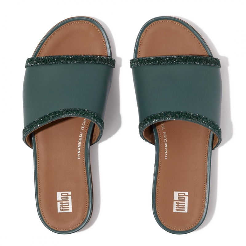 Fitflop Gracie Microfibre Slides Badesandaler Dame Grå Blå | DK-137582-VIW